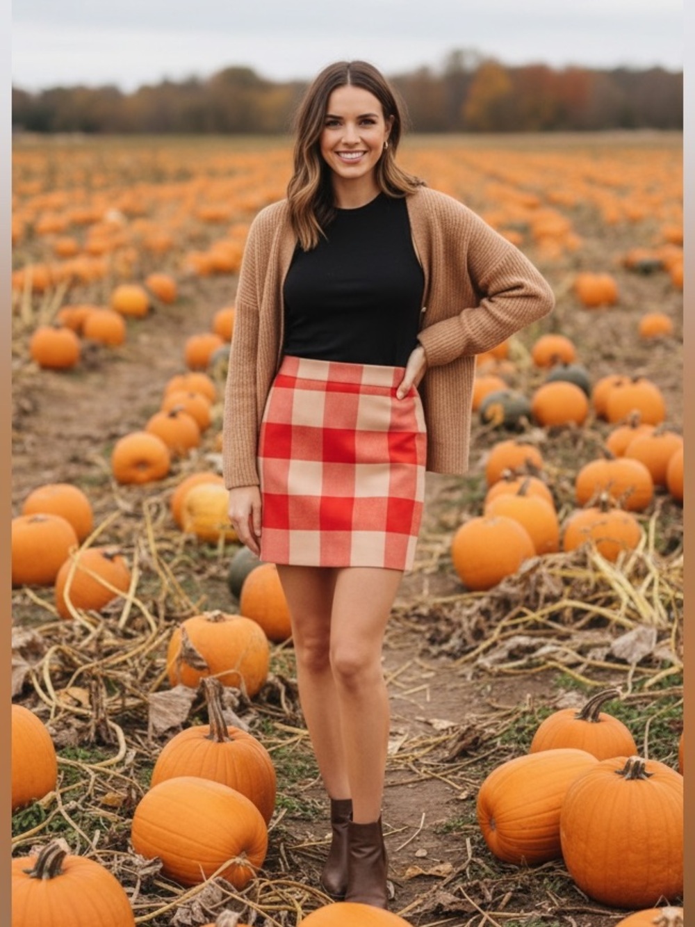J. Crew Red & Cream wool blend plaid Mini Skirt Size 12 - Picture 2 of 6
